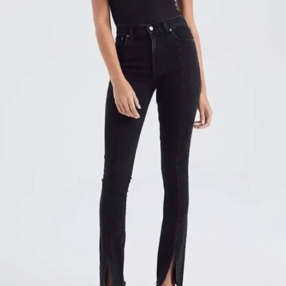 Abercrombie & Fitch Black Skinny high waisted Jeans vent hem